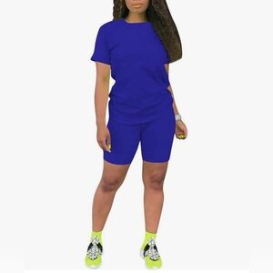 Womens 2 Piece Sports Outfit Tracksuit Shirt Shorts Jogger Bodycon Sets